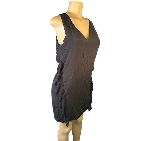 Ramy Brook Dresses & Skirts - Women S Ramy Brook New York Black Silk Mini Dress Sleeveless V-Neck Ruffle Side